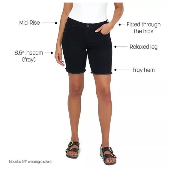 NWT Seven7 Women's 6 Bermuda Shorts Relaxed Fit Mid Rise Fray Hem Stretch Casual - Picture 2 of 15